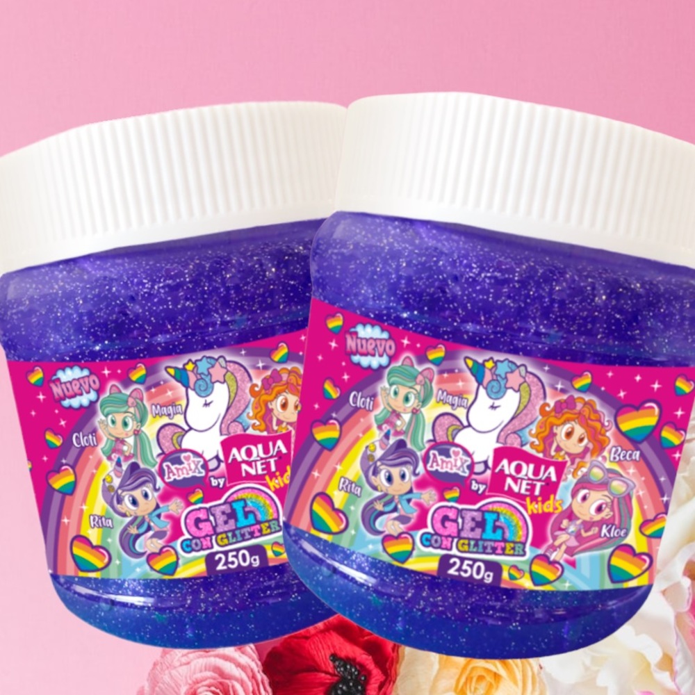 New Aqua Net Kids Hair Care Bundle of Two, Glitter Gel, Hair Cream, Detangler